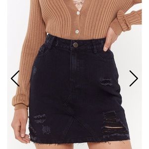 Nasty Gal Black Destoryed Denim Skirt